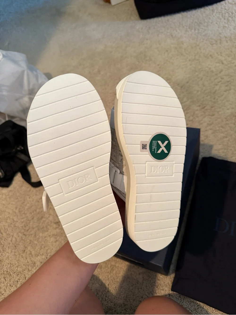 Dior White Canvas Alpha Slide Sandals